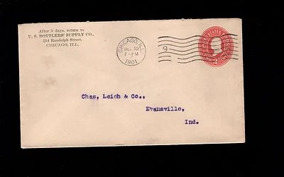 U.S. Bottlers Supply Chicago 1901 2c Washington PSE Cover 7r - Image 1 of 2