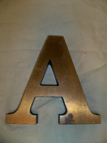 Large HEAVY Bronze Bank Sign Letter "A" Mid Century Vintage Brass Name SALVAGE Cover