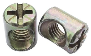 M6 x 13mm Barrel Nuts Cross Dowel Slotted Barrel Nuts for Furniture Bed Crib ... - Picture 1 of 5