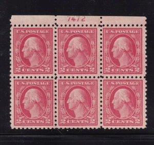 1914 Washington 2c Sc 425 MHR with nice original gum, plate block of 6 (AZ - Picture 1 of 1