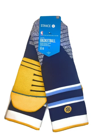 STANCE NBA GRIZZLIES Basketball Crew Socks - Navy White Gold - Men's XL 13- 16 Cover