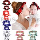 2PCS Mommy and Baby Matching Headbands Rabbit Ears Soft Cotton Bowknot Hair Band