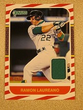 2021 DONRUSS 1987 MATERIALS 87M-RL RAMON LAUREANO ATHLETICS RELIC RED STRIPE /99