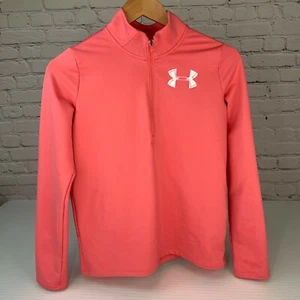Under Armour Sweatshirt Girl Extra Large Youth Pink Coldgear Quarter Zip Core - Picture 1 of 9