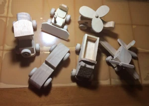 Lot of 6 New Handcrafted Wooden Rolling Toy Vehicles for Display or Play! - Picture 1 of 8