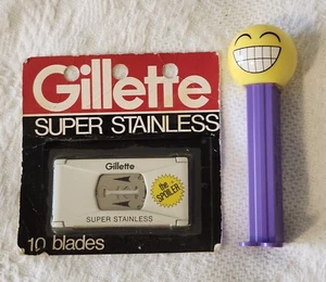 Vintage Gillette Super Stainless Rasierklingen 10 Klingen Pack The Spoiler NOS - Bild 1 von 3