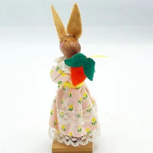 Vintage Artmark Girl Bunny with Carrot Wooden 4.5" H Figure - Picture 1 of 7