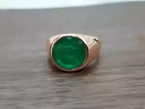 Grüner Smaragd Quarz Edelstein Ring für Herren, 925 Sterling Silber Kupfer Ring EE2 - Bild 1 von 3