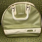 Vintage AMF Faux Leather Bowling Ball Bag Handles / Zipper Work - Green & White