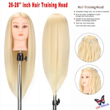 26-28” 90%Real hair Cosmetology Hairdressing Training Head Mannequin Table clamp