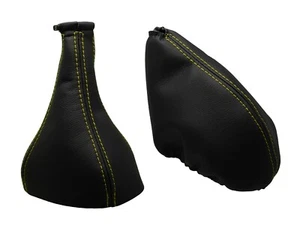 Hilo amarillo bolsa de cambios de cuero auténtico y manguito de freno de mano para FIAT STILO 2001-2010 - Imagen 1 de 1