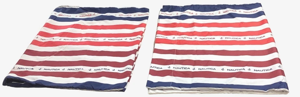 2 наволочки Nautica стандартные красные белые синие в полоску 29 x 19 дюймов детские чехлы - Изображение 1 из 4