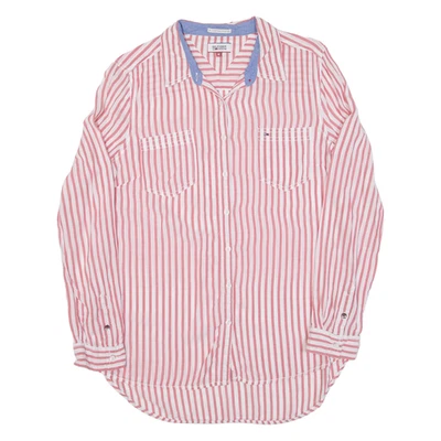 HILFIGER DENIM Womens Shirt Red Striped Long Sleeve M — 第 1/4 张图片