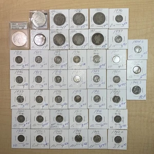 Lotto di monete 90% argento Stati Uniti $8,90 FV, metà barbiere + nichel guerra 6,42ASW - Foto 1 di 12