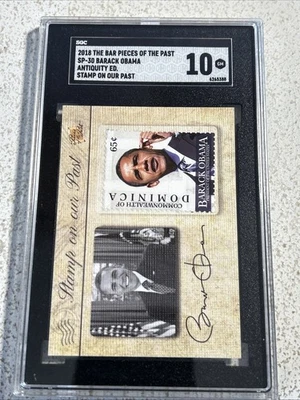 Barack Obama Stamp Trading Card Pieces Of The Past Usa America President Sgc 10 - Image 1 of 4