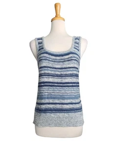 Lauren Ralph Lauren Blue Striped Linen Cotton Sweater Tank Top Womens Size XL - Picture 1 of 8