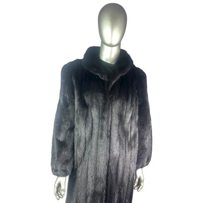 Men’s Black MINK Coat, BLACK DIAMOND, Sz L, Certified Vintage Fur w/Storage Bag - Image 1 of 4