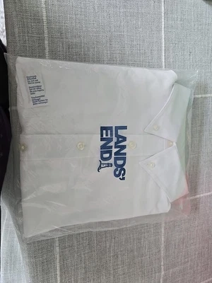 Lands End Boys Short Sleeve Oxford Dress Shirt  Solid White 12 New in Package  - Image 1 of 2