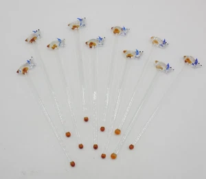 Art Glass Stir Sticks Swizzle Sticks Set of 10 Dogs Barware - Picture 1 of 9