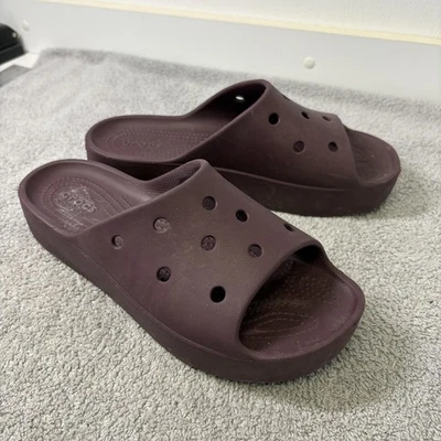 Sandalias zuecos Crocs clásicas con plataforma deslizables para mujer talla 9 ciruela púrpura Foto 1 de 4