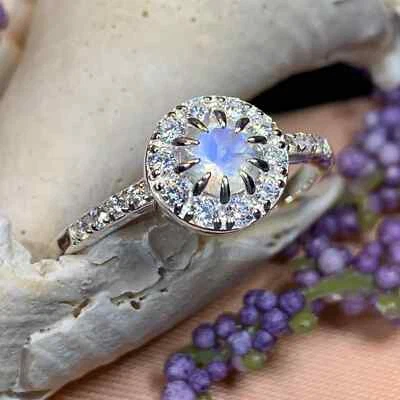 Moonstone Solitaire Ring Engagement Promise Cocktail Ladies Ring 925 - Image 1 of 4