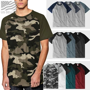 Camisetas de béisbol para hombre Raglan manga corta camiseta lisa equipo gimnasio deportivo - Imagen 1 de 26