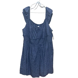 NWT Old Navy 3X Babydoll Dress Blue Peasant Cottage Core Prairie Eyelet Lace - Picture 1 of 11