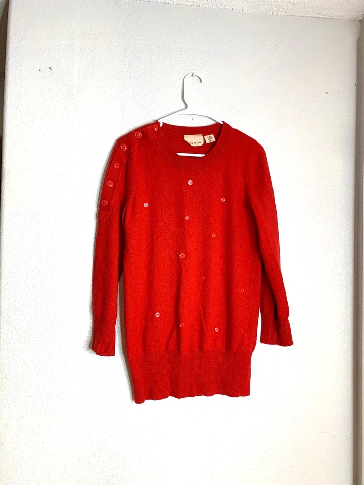 Sparrow Womens Sz L Sweater Button Long Sleeve Embellished Lambs Wool - Image 1 of 4