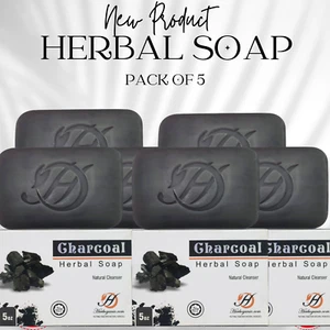 Charcoal Herbal Soap - 5oz | Detoxifying and Purifying Bar Soap - Pack of 6 - Picture 1 of 2