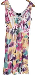 Mlle Gabrielle Damen Batik ärmelloses Kleid S y2K Burnout Blumen Hippie Fee - Bild 1 von 7