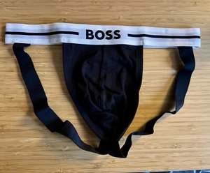 Nuevo Hugo Boss Jockstraps con pretina blanca con logotipo de repetición, negro, grande - Imagen 1 de 2