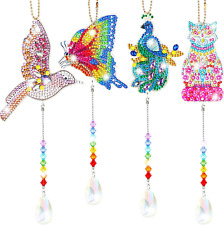 4 Pieces Diamond Art Sun Catcher DIY Wind Chime Kit Hanging Double Sided