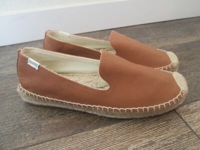 Soludos Mujer Talla 7 Marrón Cuero Zapatillas Fumar Alpargatas Foto 1 de 4