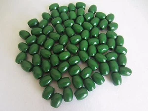 Lot of 80 Small Green Wood Oblong Macrame Wooden Craft Jewelry Beads 3/8" 10mm - Picture 1 of 3