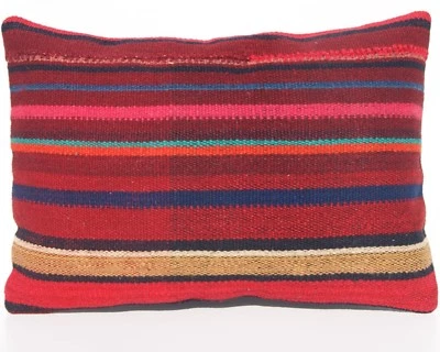 FUNDAS DE ALMOHADA KELIM KURDAS RECTANGULARES 20"x14" lana tejidas a mano alfombras rojas 30+ Foto 1 de 3