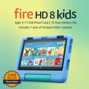 Amazon Fire HD 8 Kids Tablet 32GB Age 3 -7 Latest 2022 Model! New UK !BLUE - Picture 1 of 3