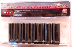 9 PC. 3/8" INCH DRIVE DEEP WELL SOCKET SET METRIC WITH SOCKET HOLDER 6 POINT - Imagen 1 de 3