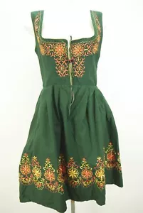 80er Vintage Dirndl kurz grün Balkonett Reißverschluß defekt mit Stickerei Gr.38 - Bild 1 von 7