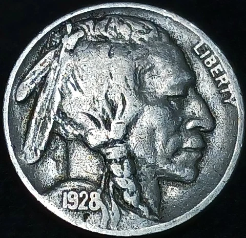 1928-S "2 Feather" FS-401 San Francisco Mint Buffalo Nickel 5 Cents~VF~Rare Cover