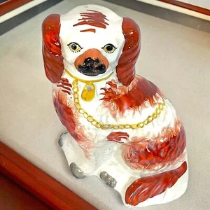 Seltener antiker viktorianischer Staffordshire Spaniel 9 Zoll Hund Sammlerstück Kamin Kaminsims - Bild 1 von 17