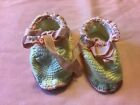 Vintage Pair of Handmade Crocheted Baby Shoes: Pink and White Cotton