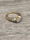 14K Marked Yellow Gold Cluster Of Clear Stones Diamond 5.9mm Ring 5.75 US 3.09g