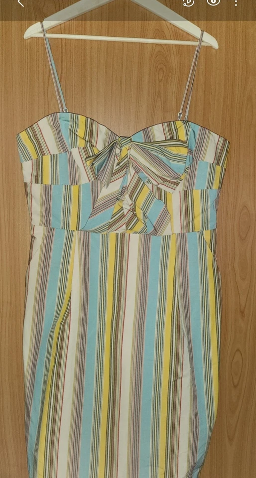 Mini Vestido Moulinette Soeurs Recto Jacquard Lazo Rayas Nuevo sin Etiquetas Talla 14 Foto 1 de 4