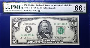 1969A $50 Federal Reserve Note Fr-2115-C Philadelphia PMG66 Gem EPQ - Picture 1 of 4