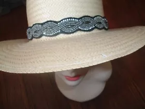 Jeweled Black n White Rhinestone Ladies Stretch Hat Band Headband - Picture 1 of 4