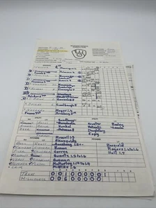 1989 Milwaukee Brewers 9/15/89 Team Game Used Plan RARE  BP order  VS Rangers - Picture 1 of 15