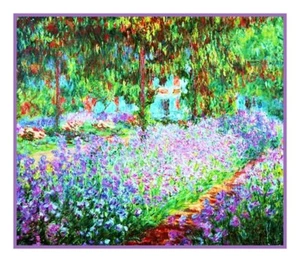 Patrón de punto de cruz contado del jardín de Monet en Giverny artista impresionista - Imagen 1 de 10