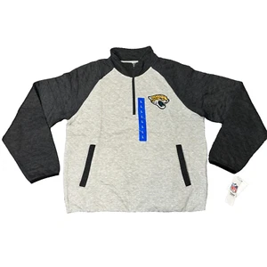 NFL Jacksonville Jaguars Men’s Quilted Gray Quarter Zip with Pockets Size L NWT - Picture 1 of 4