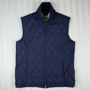 Brooks Brothers 346 Vest Womens Size 2 Quilted Plaid Lined Navy Blue Full Zip - Picture 1 of 12