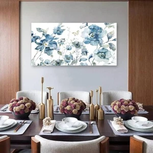 Blue Floral Painting Canvas Wall Art - Bild 1 von 3